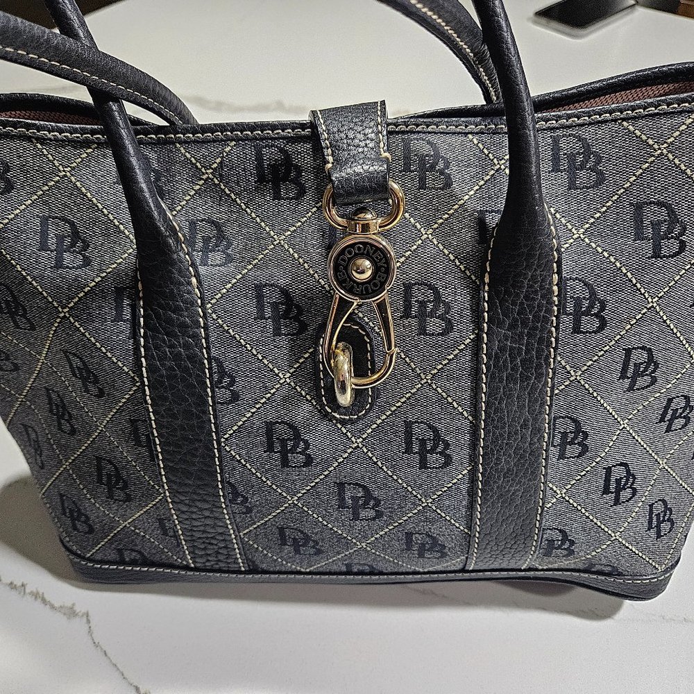 Dooney & Bourke Med Tote Monogrammed Denim Black